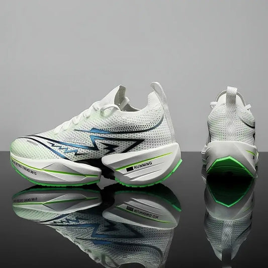 Men's Slip-On Sneakers - Breathable Running Shoes with Geometric & Letter Print for Gym & Casual Attire