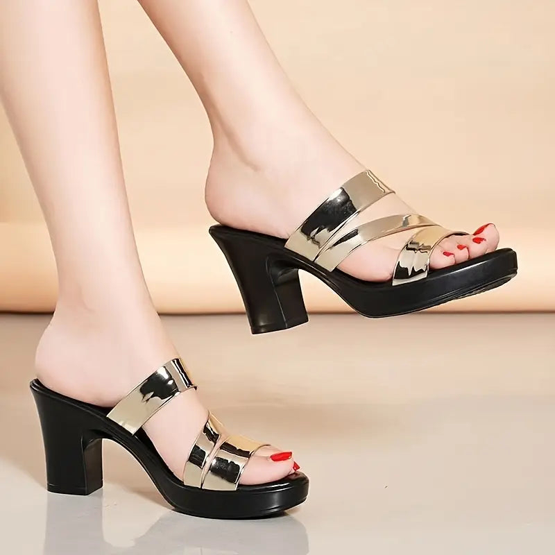 New Chunky Heel Slippers for Women, Waterproof Platform Thick Sole
