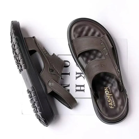 Men's Anti-Slip Soft Bottom Sandals Thickened Wear-Resistant Breathable Summer Driving Two-Way Fashion Beach Shoes