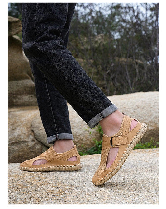 Summer Men Sandals Genuine Leather Men's Casual Shoes Outdoor Men Leather Sandals for Men Beach Shoes Roman men's Shoes