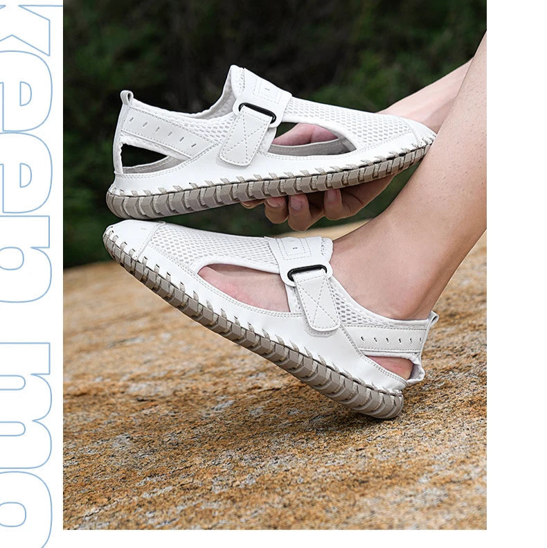 Summer Men Sandals Genuine Leather Men's Casual Shoes Outdoor Men Leather Sandals for Men Beach Shoes Roman men's Shoes