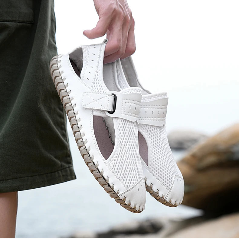 Summer Men Sandals Genuine Leather Men's Casual Shoes Outdoor Men Leather Sandals for Men Beach Shoes Roman men's Shoes