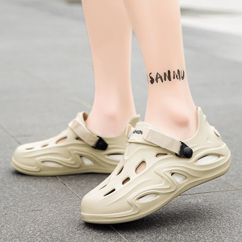 Couple Models for Men, Women, Adults and Children, New Summer Non-Slip and Anti-Odor Slippers, Two-Wear Thick-Soled Beach Shoes