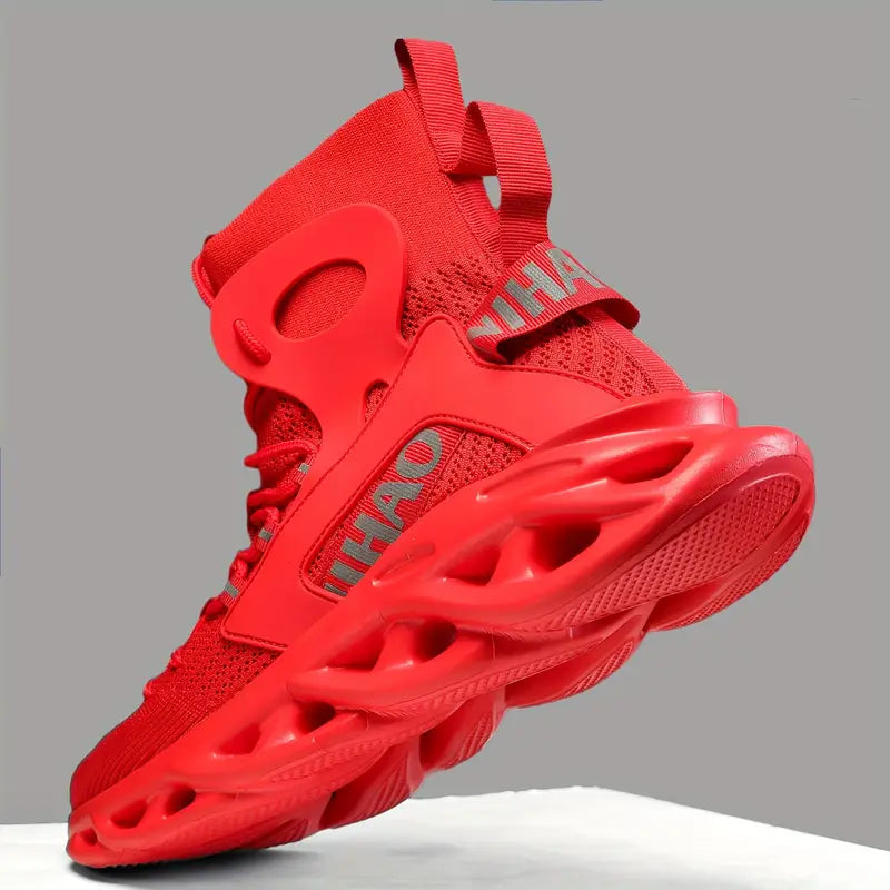 Solid Shock Absorption Blade Type Shoes, Breathable Lace Up Non-Slip Shoes