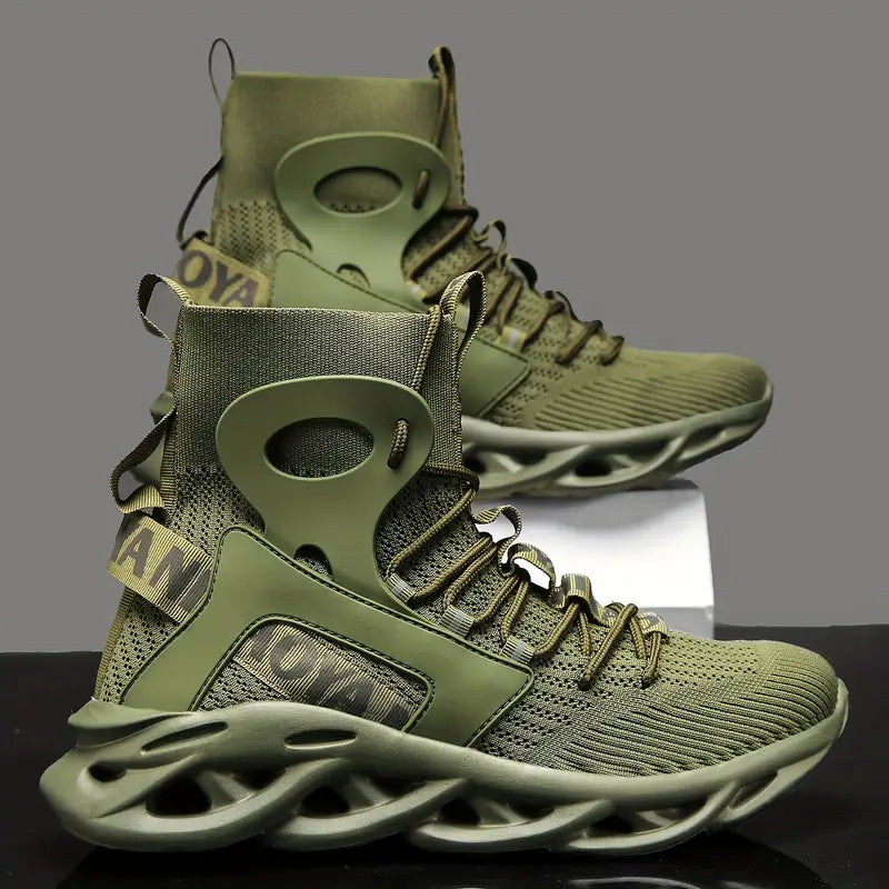 Solid Shock Absorption Blade Type Shoes, Breathable Lace Up Non-Slip Shoes
