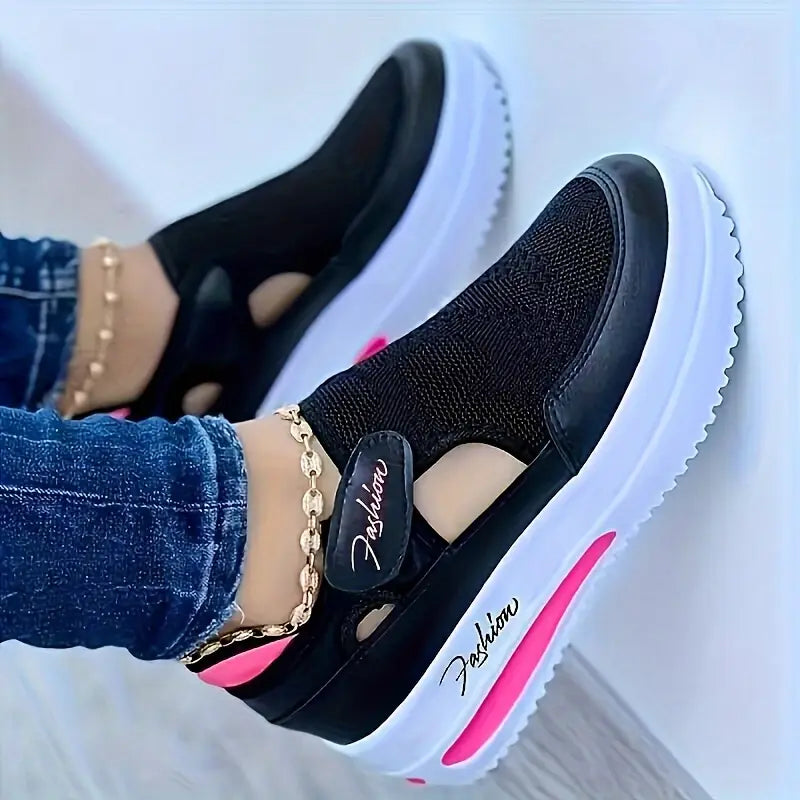 Sneakers, Breathable Knit Low Top Outdoor Shoes, Women's Comfortable Shoes Plus Size
