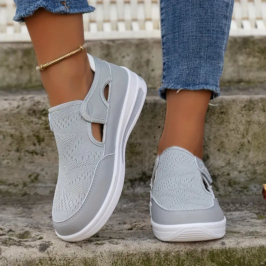 Sneakers, Breathable Knit Low Top Outdoor Shoes, Women's Comfortable Shoes Plus Size