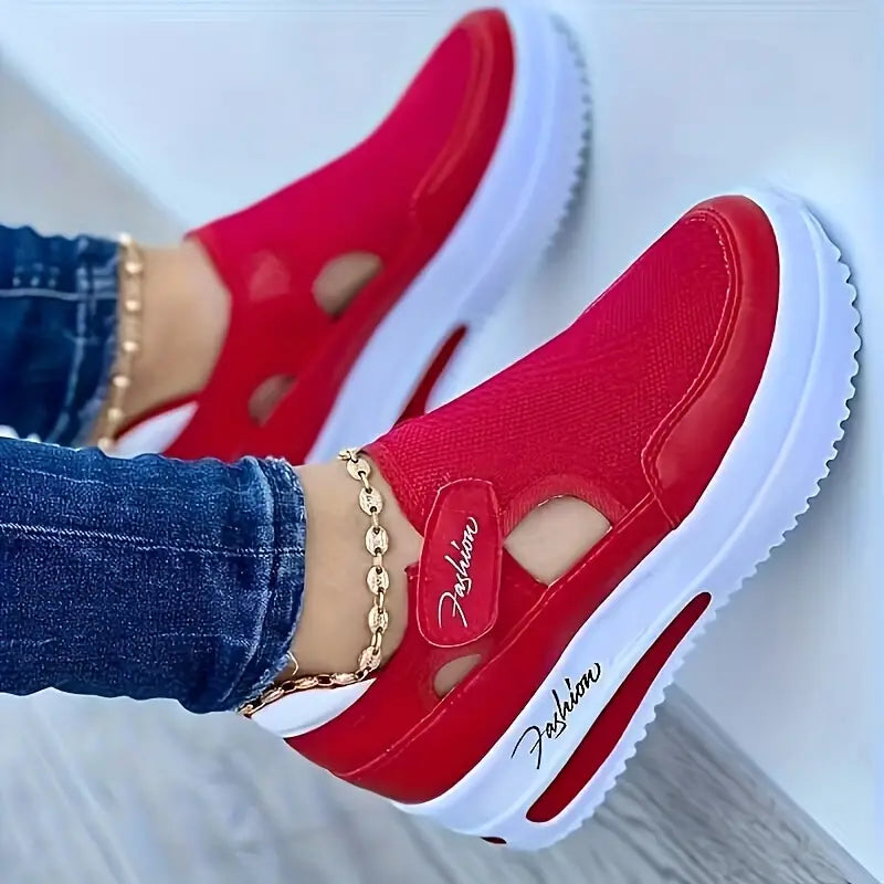 Sneakers, Breathable Knit Low Top Outdoor Shoes, Women's Comfortable Shoes Plus Size