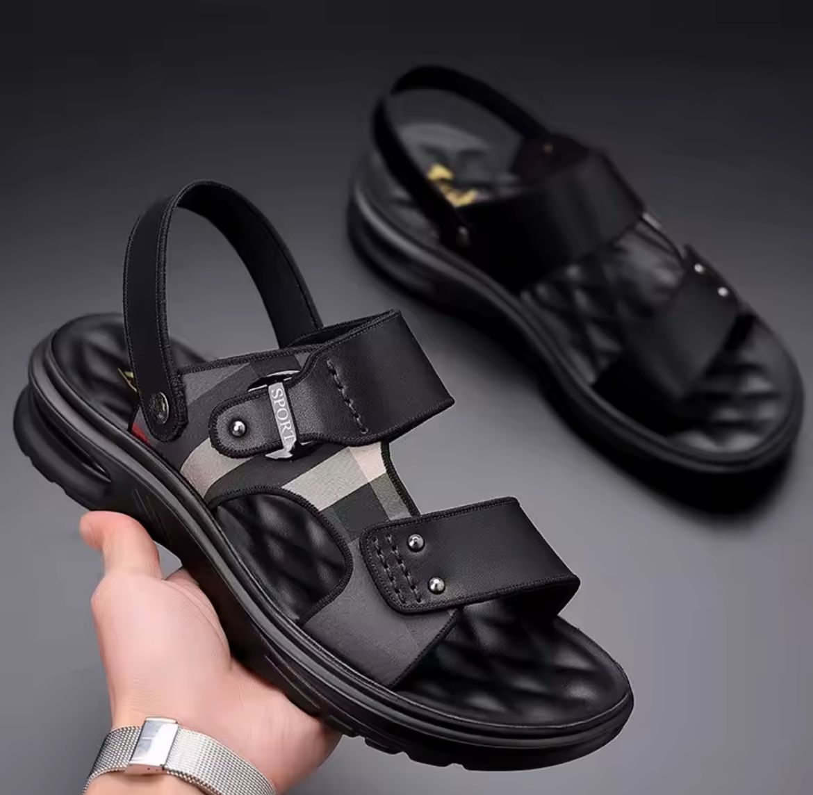 New Men Shoes Summer Fashion Sandals Air Cushion Genuine Leather Slipper Youth Outdoor Soft Sole Beach Shoes