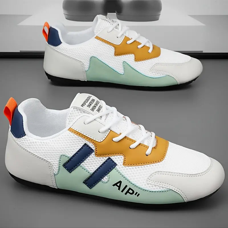 Low Top Running Shoes, Color Block Trendy Sneakers  All Seasons Outdoor Workout