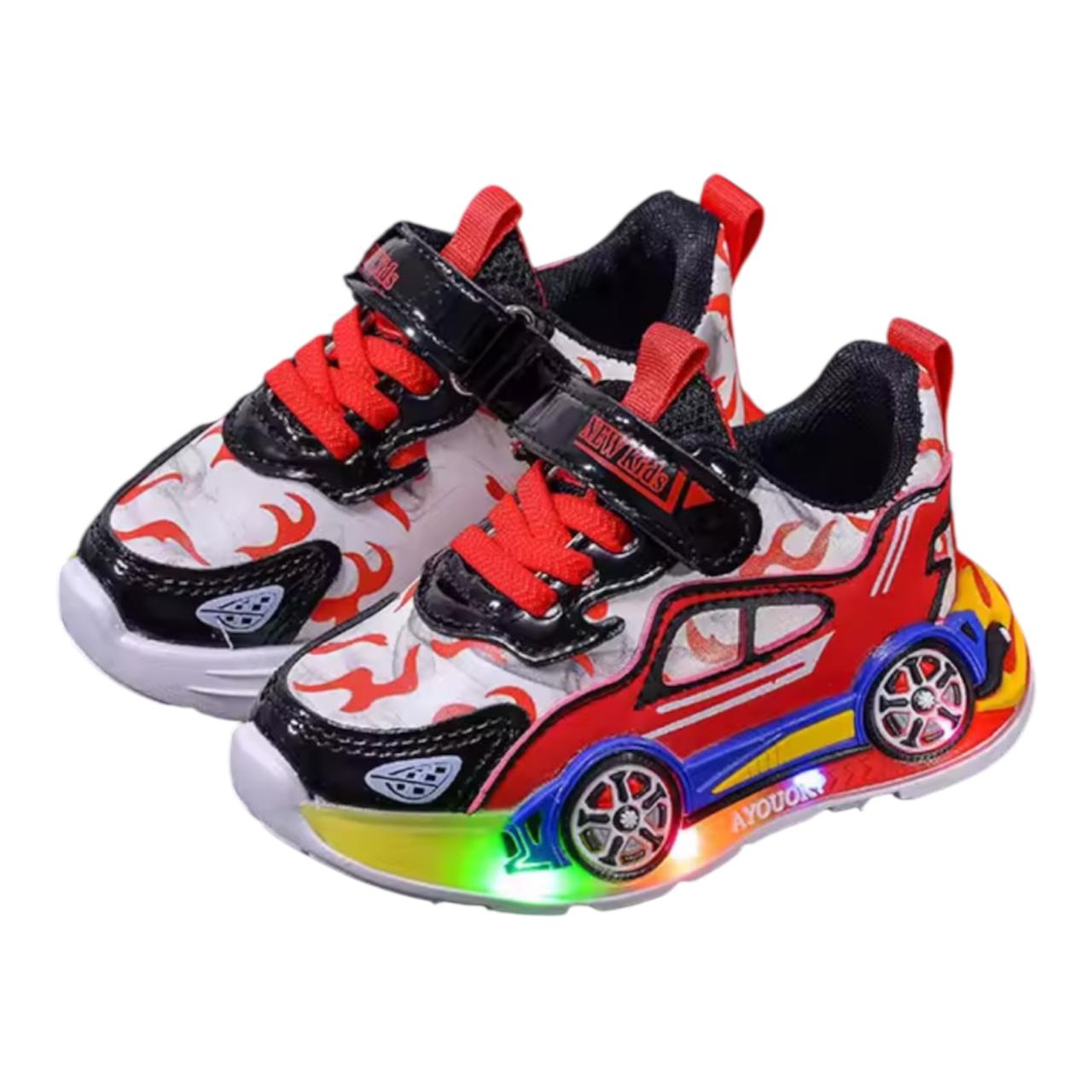 Spring Kids Shoes New Fashion Versatile Casual Shoe Anti Slip Cartoon Car Boy Shoe LED Lights Simple Trendy Sneakers Кроссовки