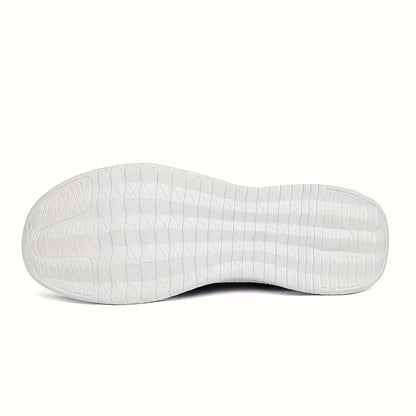 Men'S Low Top Slip-On Sneakers - White Fabric Upper, Breathable Mesh Lining, Non-Slip Sole, Casual Comfort Shoes