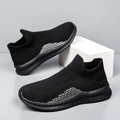 Men'S Low Top Slip-On Sneakers - White Fabric Upper, Breathable Mesh Lining, Non-Slip Sole, Casual Comfort Shoes