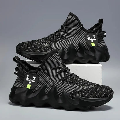 Men'S Fashion Sneakers, Striped Pattern, Low-Top, Breathable Fabric, EVA Sole, No Lining, Casual Running Shoes