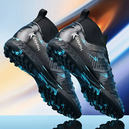 AOPLUS Men's Stylish High-Top Soccer Cleats - Lightweight, Breathable Mesh Lining, Durable