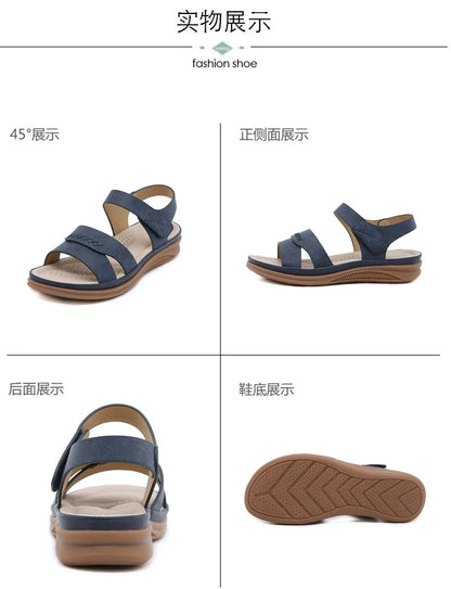 New 2025 European And American Sandals For Women Cross-Border Casual Lightweight Large Size Retro Wedge Comfortable Sandals