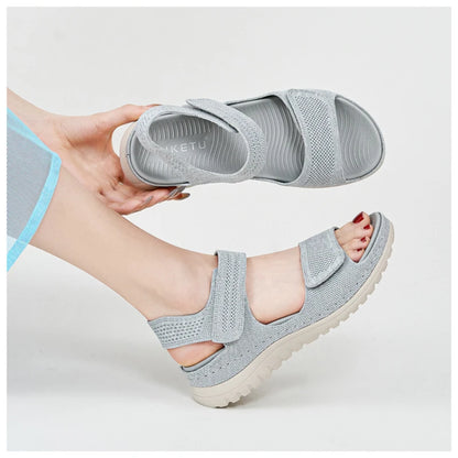 European And American Sports And Casual Sandals New 2025 Velcro Hollow Beach Thick Sole Women's Sandals Comfortable And Simple