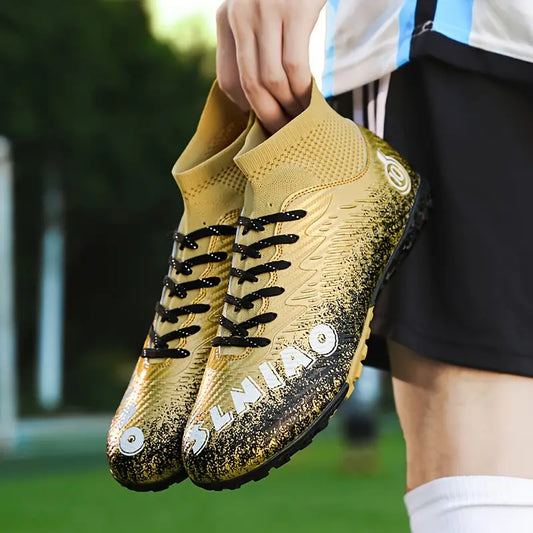 Men'S High-Top Soccer Cleats - Breathable, Lightweight, Non-Slip Training Shoes with Widened Sole