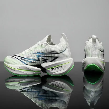 Men's Slip-On Sneakers - Breathable Running Shoes with Geometric & Letter Print for Gym & Casual Attire
