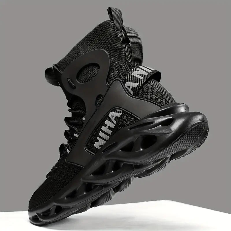 Solid Shock Absorption Blade Type Shoes, Breathable Lace Up Non-Slip Shoes