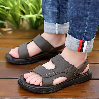 Men's Anti-Slip Soft Bottom Sandals Thickened Wear-Resistant Breathable Summer Driving Two-Way Fashion Beach Shoes