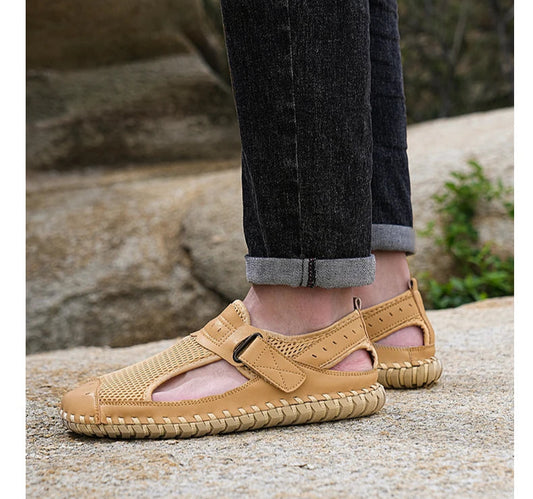Summer Men Sandals Genuine Leather Men's Casual Shoes Outdoor Men Leather Sandals for Men Beach Shoes Roman men's Shoes