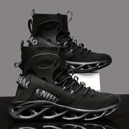 Solid Shock Absorption Blade Type Shoes, Breathable Lace Up Non-Slip Shoes