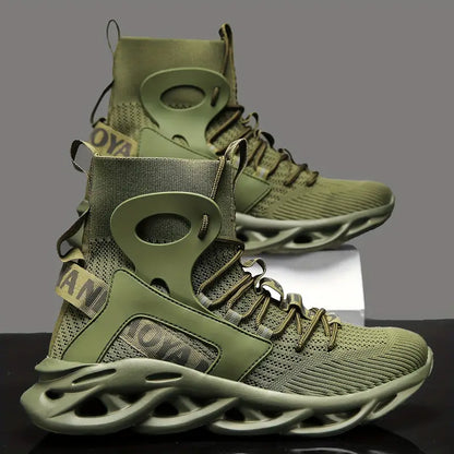Solid Shock Absorption Blade Type Shoes, Breathable Lace Up Non-Slip Shoes