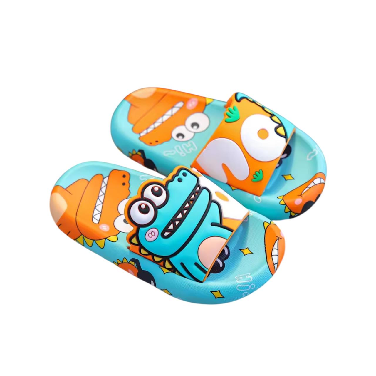 Kids Cartoon Dinosaur Slippers – Cute Soft Sole Indoor & Beach Flip Flops for Boys & Girls