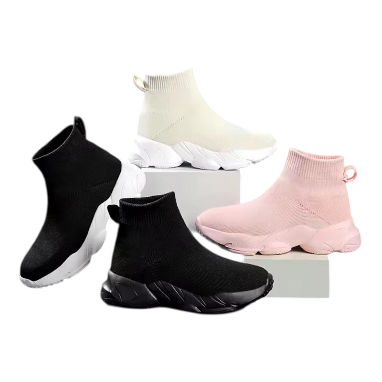 Kids High Top Knit Sneakers – Comfortable Casual Sports Shoes for Boys & Girls