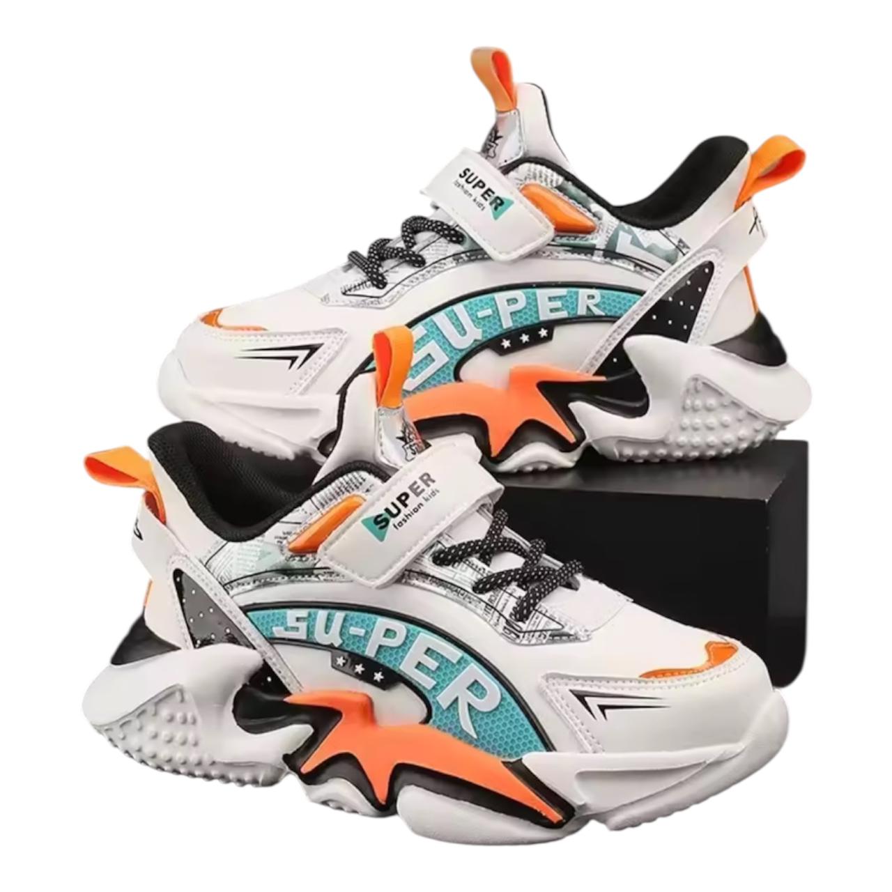 Kids Leather Sport Sneakers – Non-Slip Casual School Shoes
