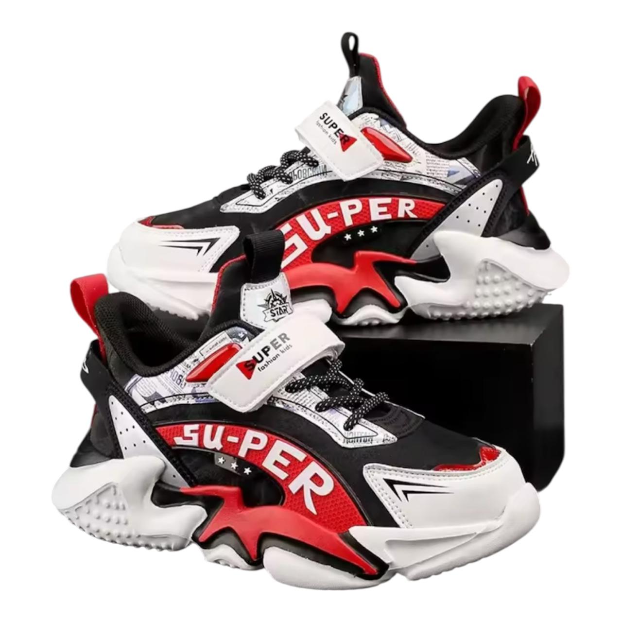 Kids Leather Sport Sneakers – Non-Slip Casual School Shoes