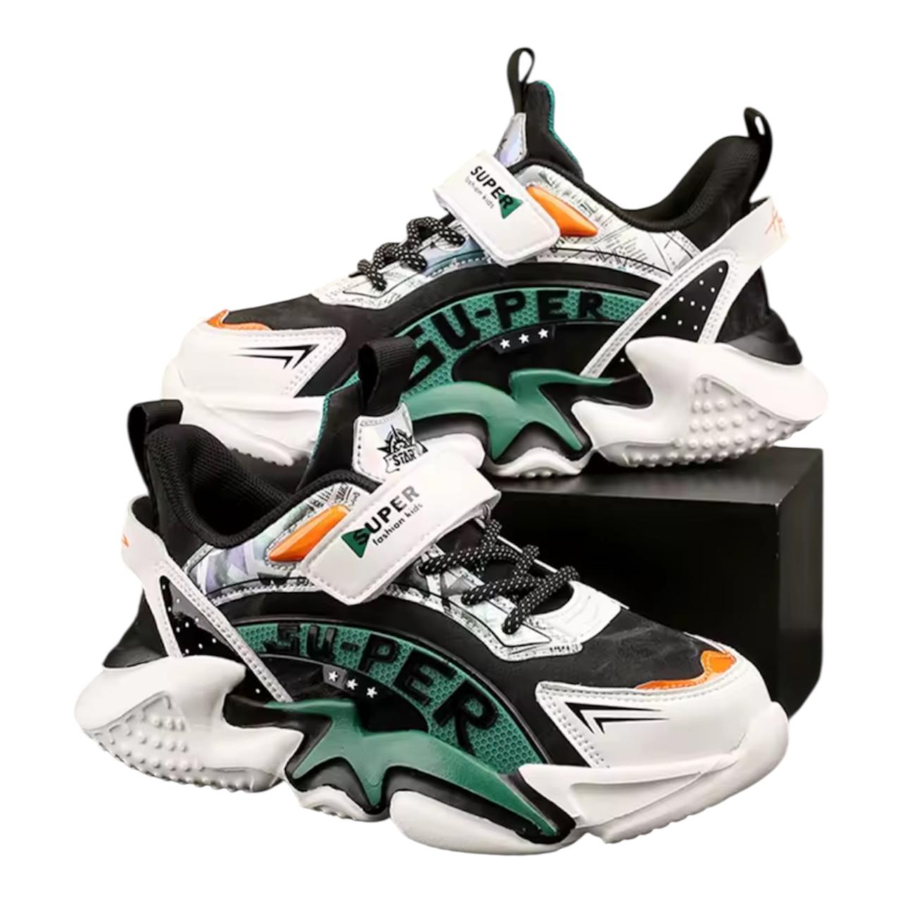 Kids Leather Sport Sneakers – Non-Slip Casual School Shoes