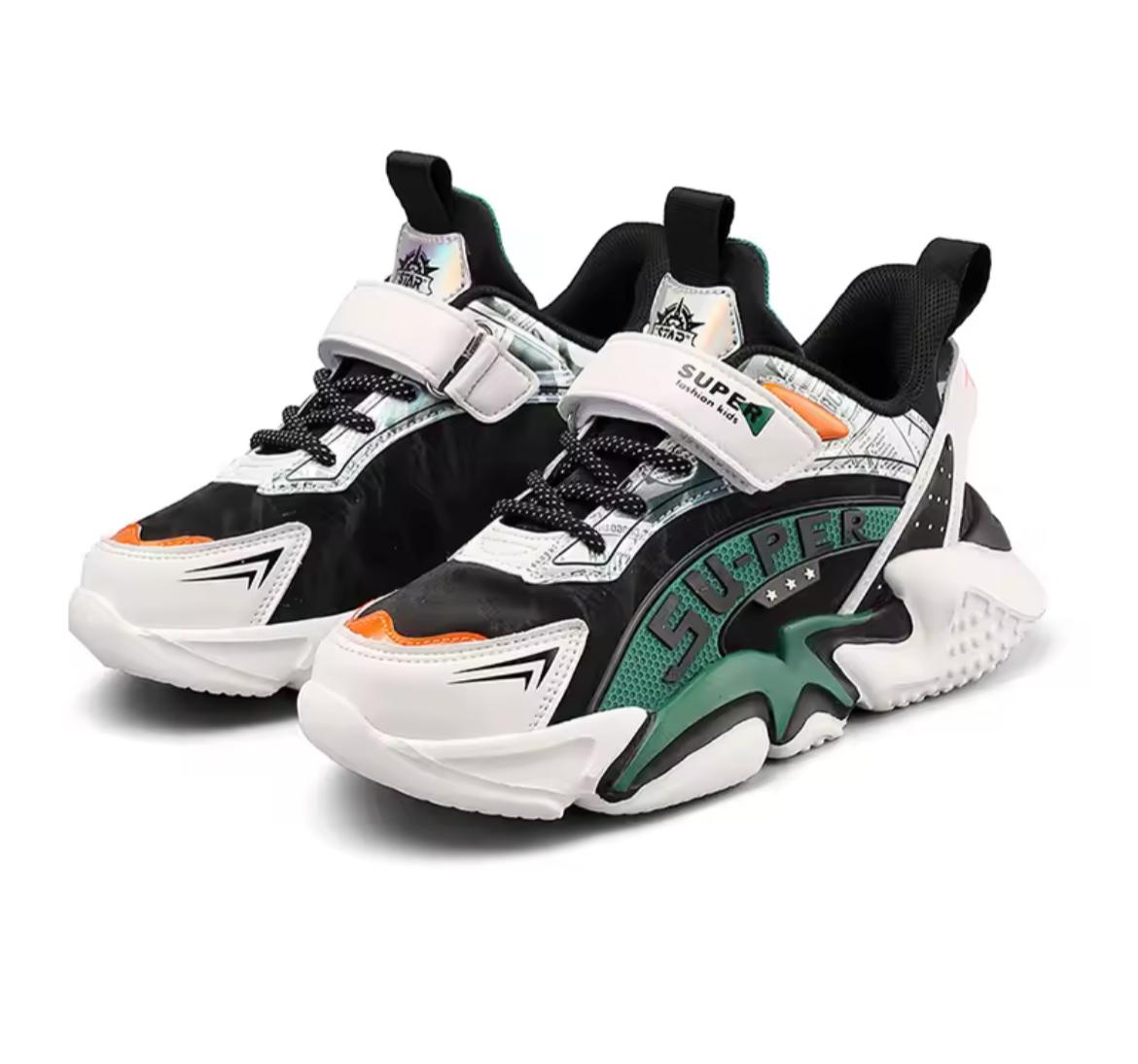 Kids Leather Sport Sneakers – Non-Slip Casual School Shoes