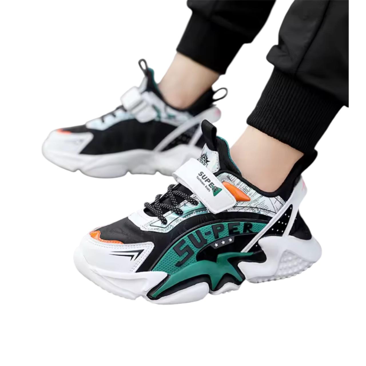 Kids Leather Sport Sneakers – Non-Slip Casual School Shoes